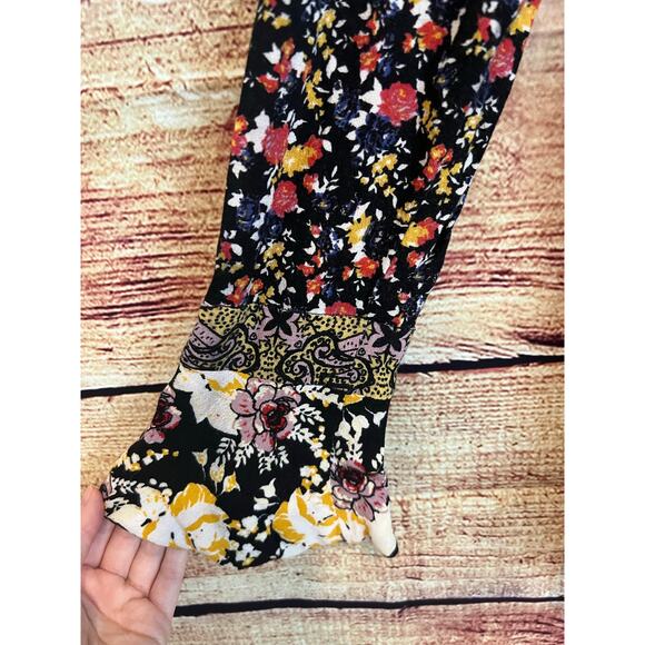 Free People Bell Sleeve Mini Dress Tunic Floral Flowers Flowy Boho Oversized - Picture 3 of 4
